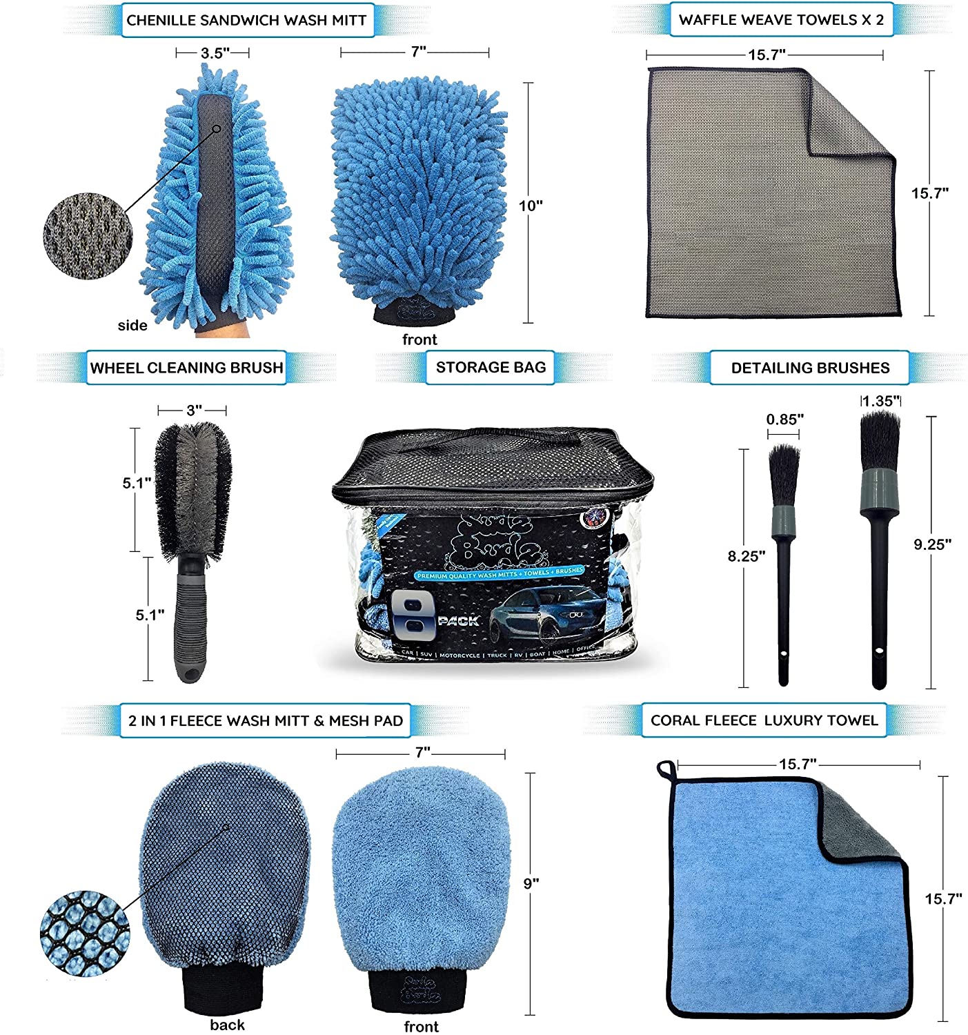 1pc Microfiber Car Wash Brush Mop Kit, Mitt Sponge With Long Handle Car  Cleaning Supplies Kit Duster Washing Car Tools Accessories For Car RV Truck