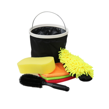 portable detailing wash tool kit car care cleaning set with mitt towel brush sponge