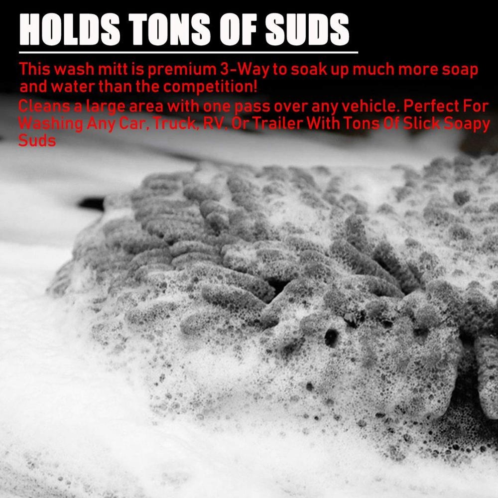Custom Premium Plush Chenille Double Side microfibra car Wash Mitt