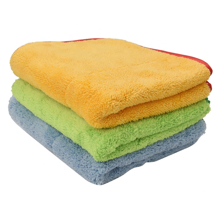 Good service high microfiber cleaning cloth thick dual sided plush streak free microfiber cloth