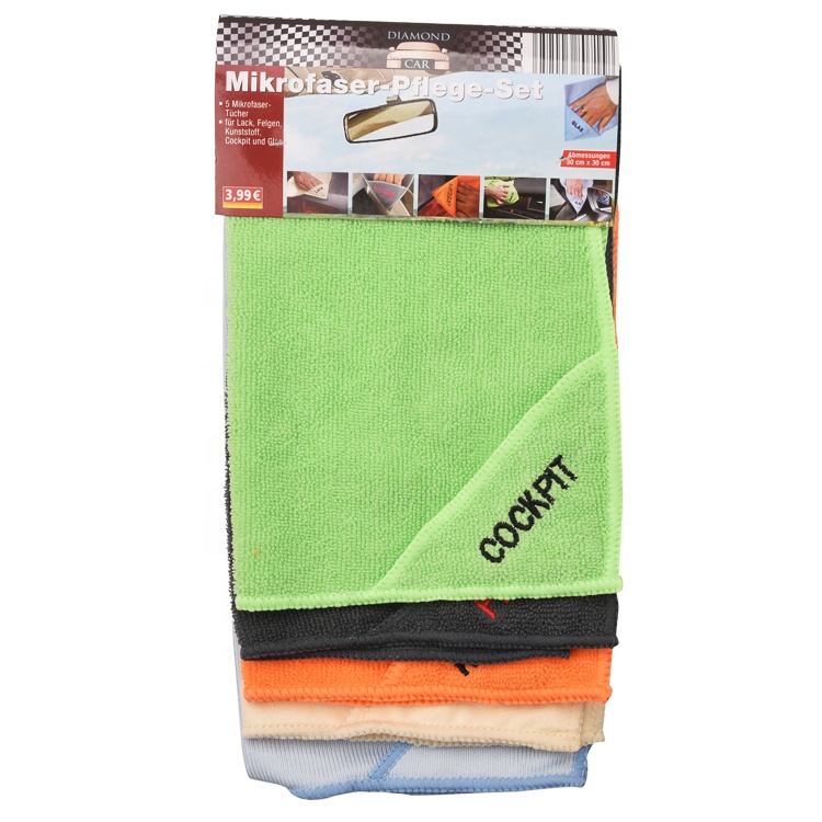 Factory supply embroidered 100% polyester microfiber cleaning cloth logo cleaning microfiber towel