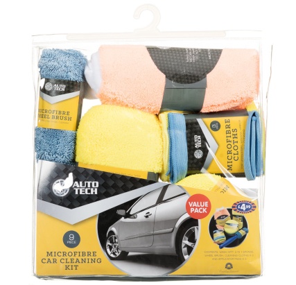 Microfiber Car Cleaning Set with Tire Brush mitt sponge towel