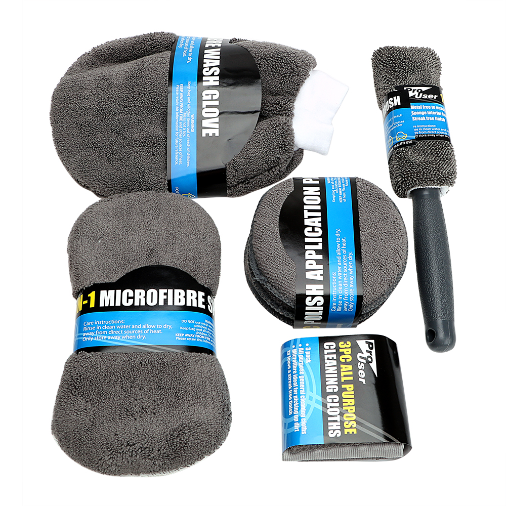 microfiber car auto cleaning wash tool kit with mitt sponge applicator