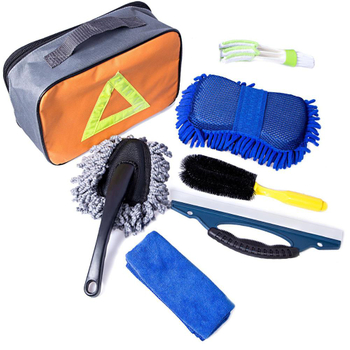 7 in 1 Car wash detailing cleaning kit set with fabric bag sponge towel brush